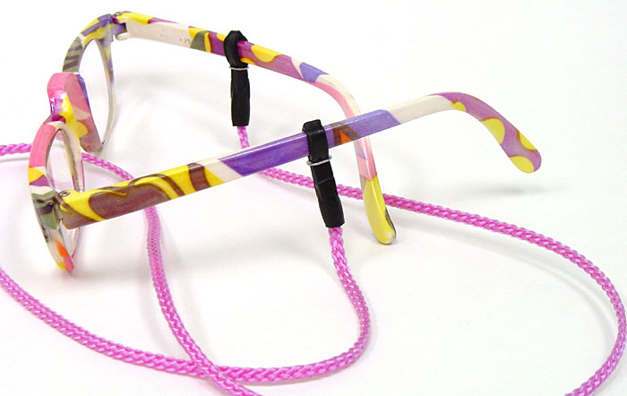 Glass-Gard nylon cord attached to eyeglasses