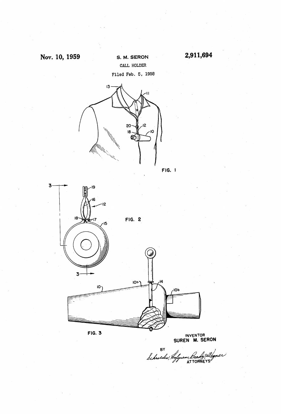 US-2911694-A Call holder patent drawing